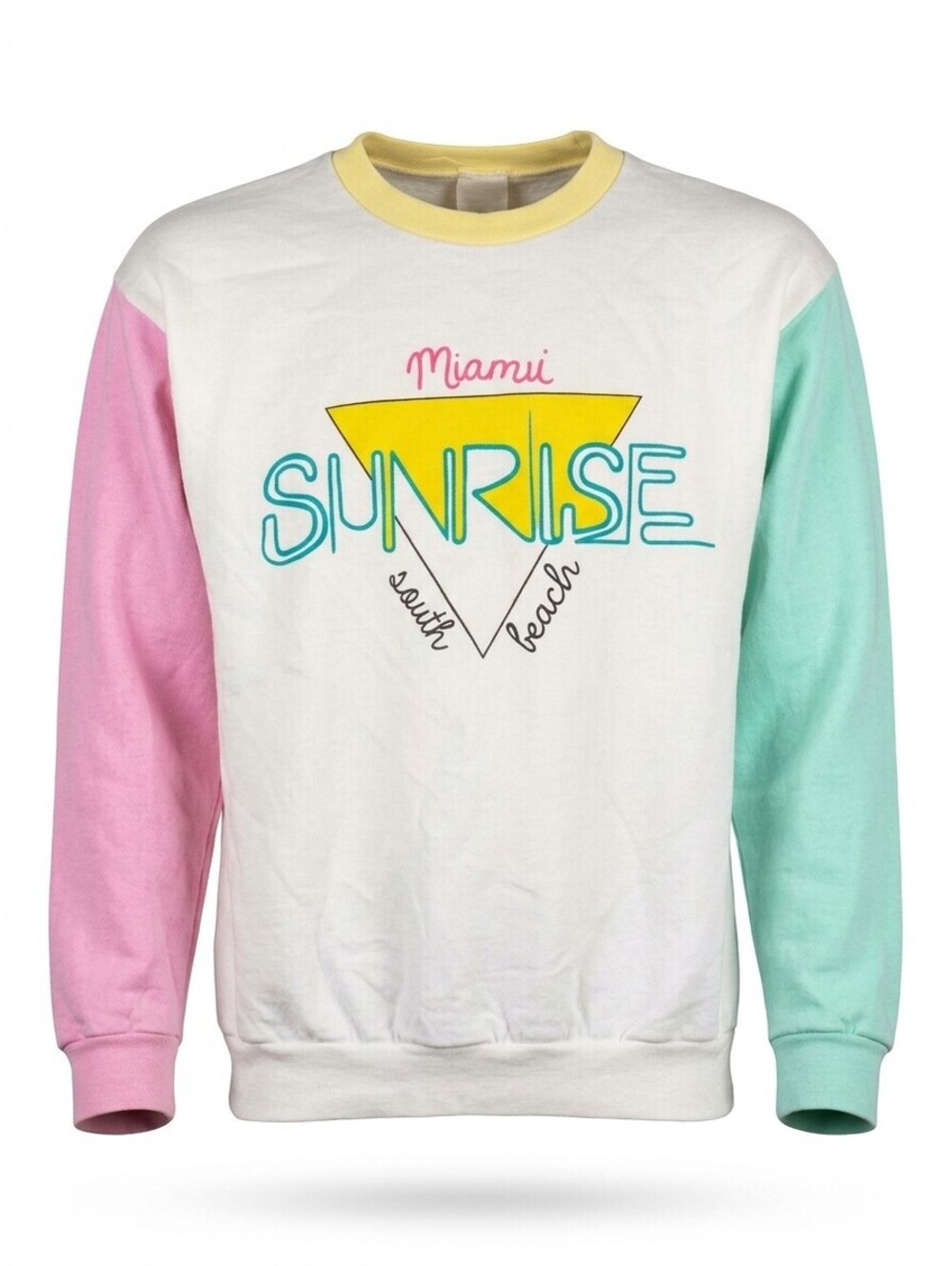 Retro Miami Sunrise Sweatshirt Womens M Pastel Colorblock VGC